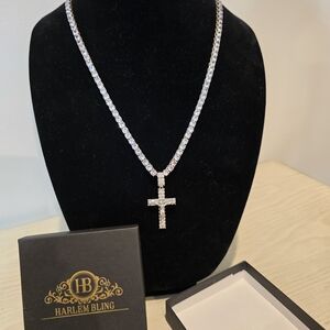 HarlemBling Silver Cross Necklace